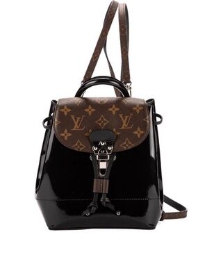 Louis Vuitton Black Patent & Brown Monogram Small Backpack, Original Box, Unused